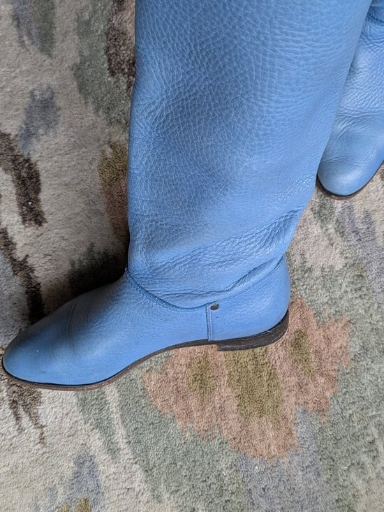 Roots Blue Leather Womens Boots Size USS37 - Picture 6 of 9